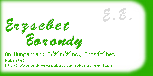 erzsebet borondy business card